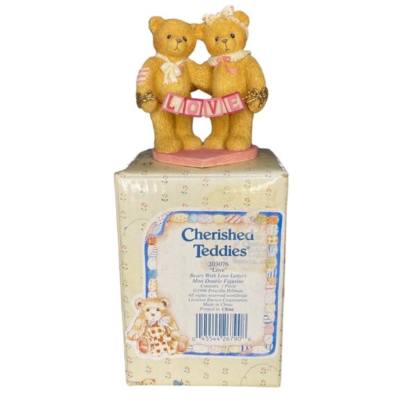 Cherished Teddies Bears Holding Love Block Letters Mini Figurine #203076 NEW - Picture 2 of 9